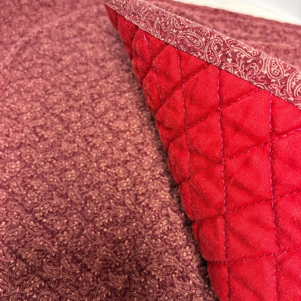 Placemat Napkin Set Burgundy Paisley Quilted 8pc Farmhouse Cottage Table Decor